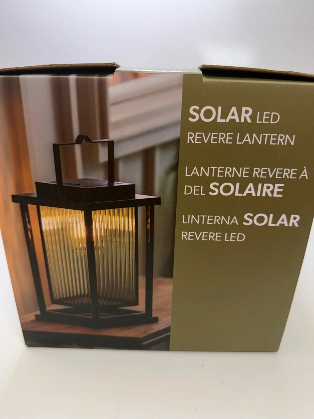 Evergreen Solar LED Revere Lantern — Black and Gold Outdoor Accent Lantern